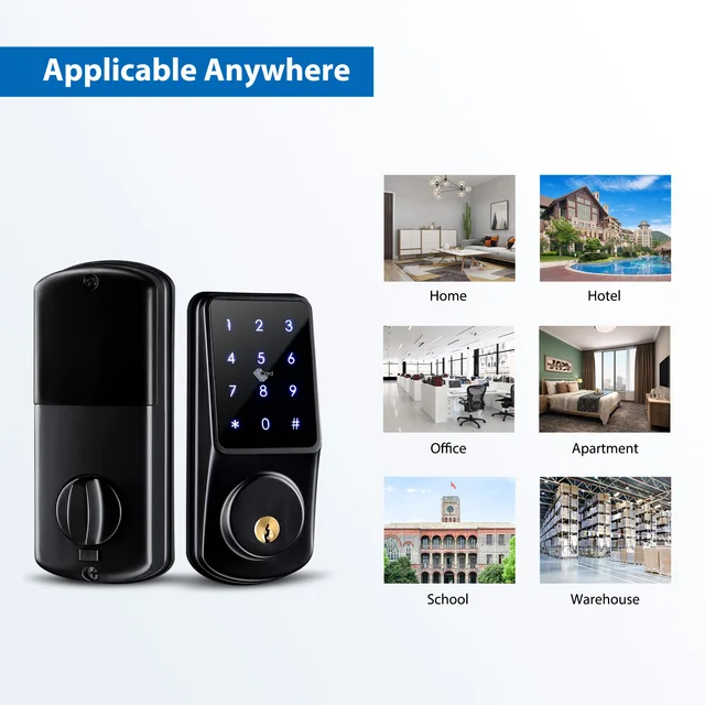 Smart APP Electronic Deadbolt Lock Fingerprint RFID Card Password Code Key Entry Tuya TTLock Smart Door Lock For House Apartment 6