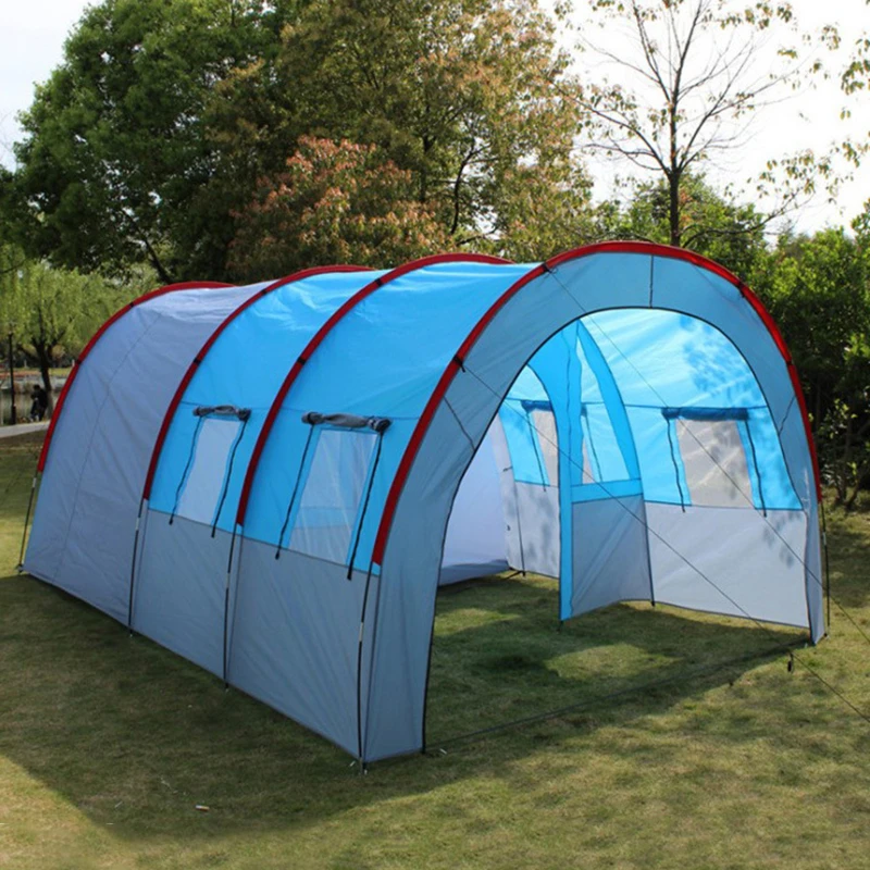 Large Camping Multiplayer Team Tent Waterproof Canvas Fiberglass 58