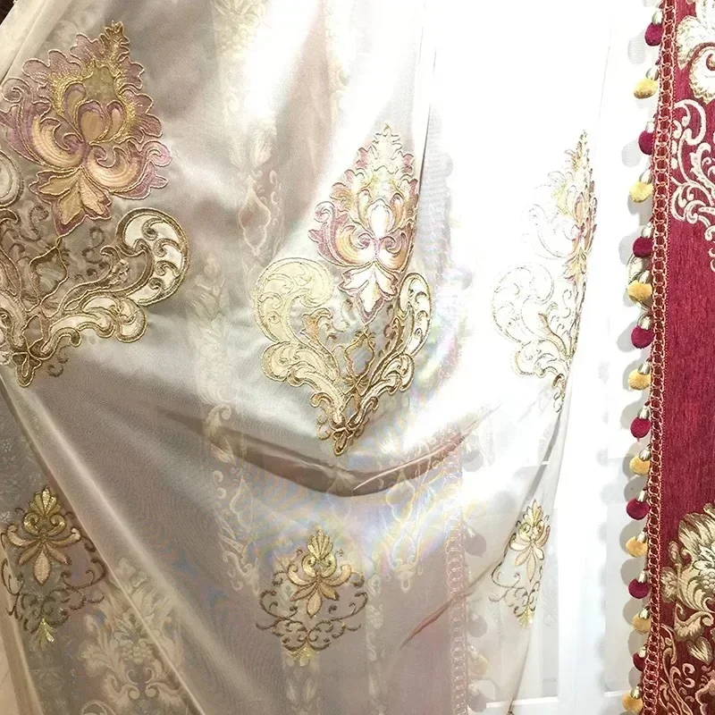 European Style Curtains for Living Decor Dining Room High-end Chenille Embroidered Christmas Curtain Product Customization Sale 5