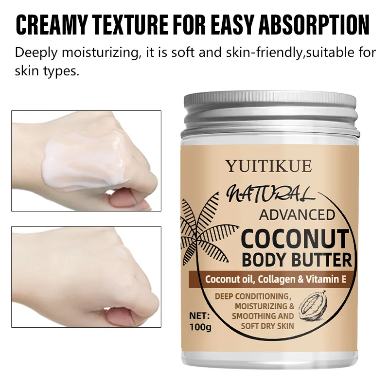 100g Coconut Body Cream - Suitable for everyone, firms and moisturizes the skin, locks in moisture, leaves the skin soft, refine