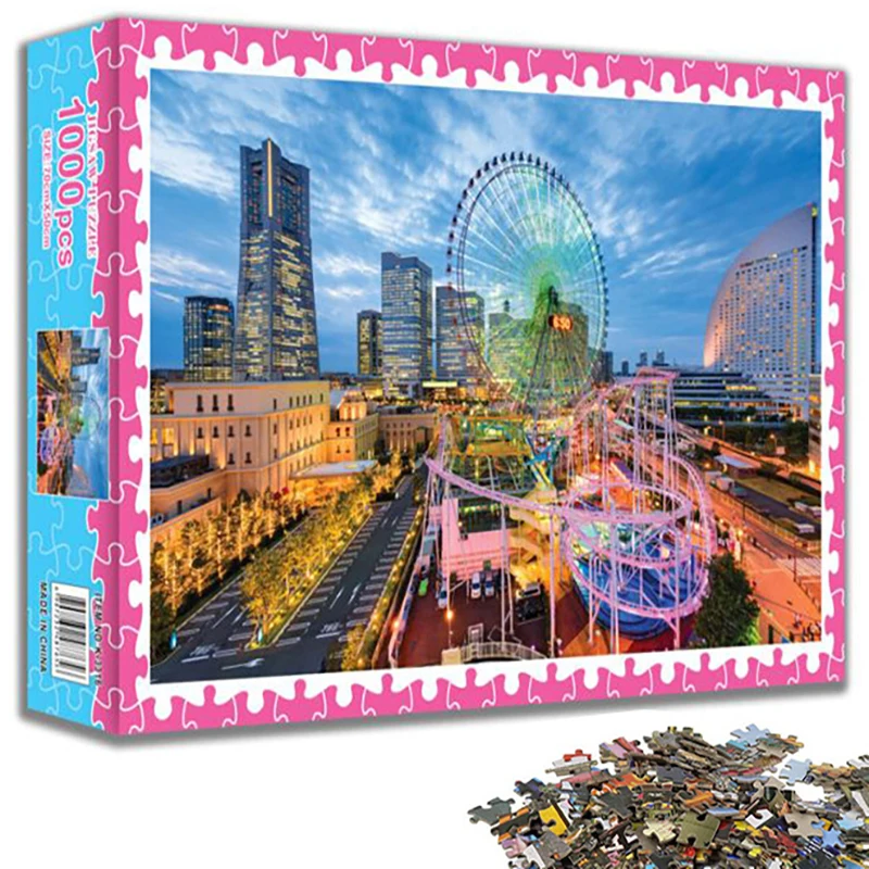 Adult Puzzle 1000 Pieces Fashion Ferris Wheel Pattern Paper Jigsaw Toy 70*50cm Gift Box Design Cheap Sale Price |