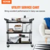 VEVOR Utility Service Cart 3 Shelf Heavy Duty 220LBS Food Service Cart Rolling Kitchen Storage Trolley with 4 Lockable Wheels 2