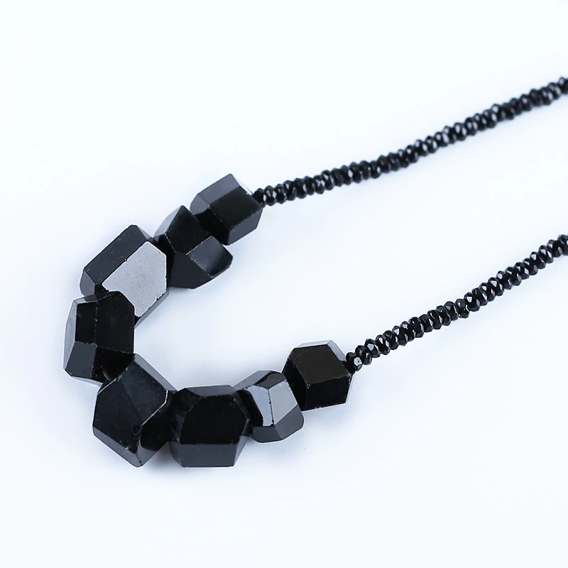 Natural Stone Black Tourmaline Black Agate Necklace Accessories Beads For DIY Jewelry Making 17x16x13mm 12x10x9mm 20inch 41.5g