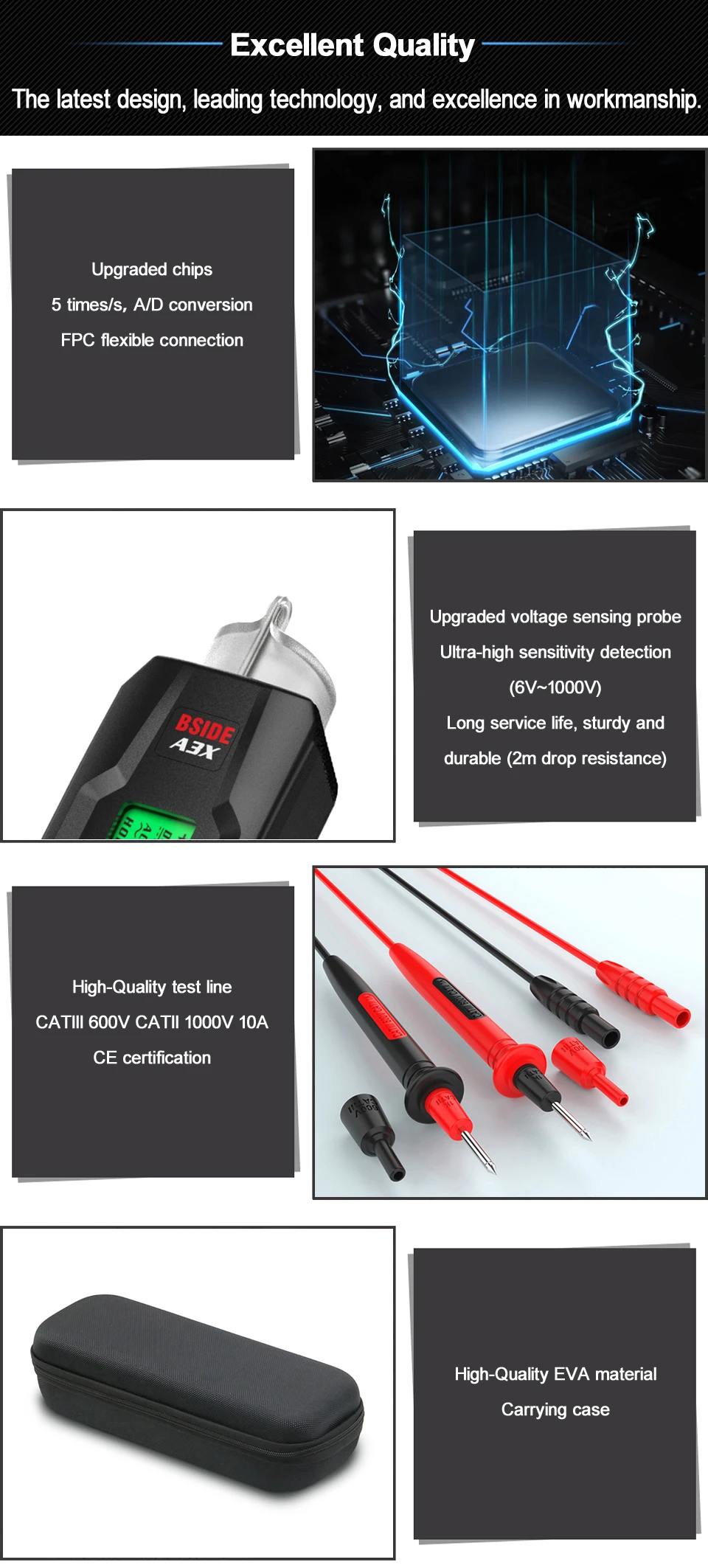 Smart Digital Multimeter Pen Type Multitester True RMS Voltmeter DC AC Voltage C