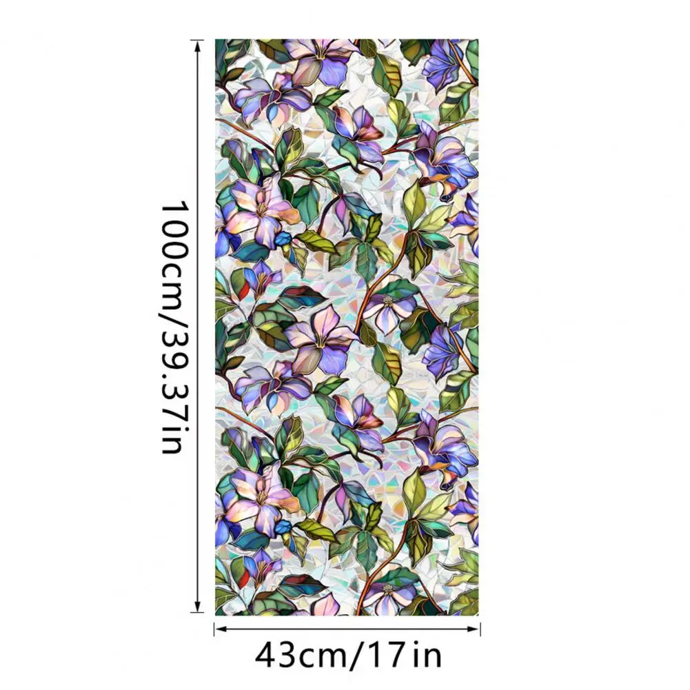 Window Privacy Film UV Blocking Flower Double-sided Stained Glass Rainbow Window Film PVC Static Door Decorative Sticker