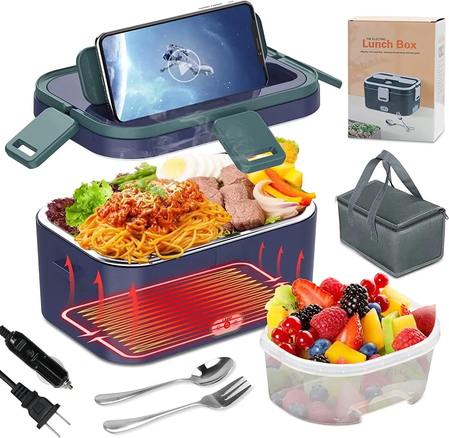 1.8L Electric Lunch Box 60W Food Heated Portable Food Warmer