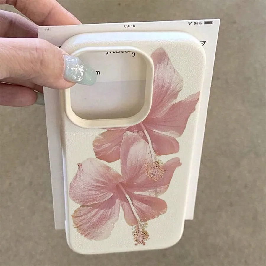 Pink Hibiscus Elegant High Aesthetic Anti-Drop Phone Case