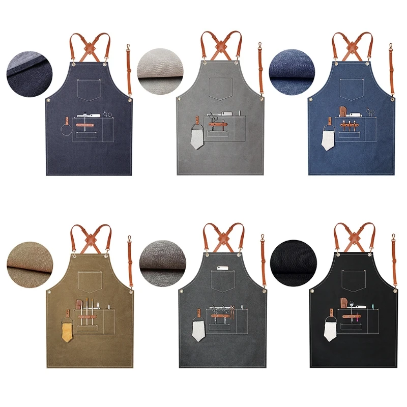 

Рабочий фартук, холст, фартук для инструментов, фартук для мастерской с регулируемыми ремнями для парикмахера, кухни, садовника,