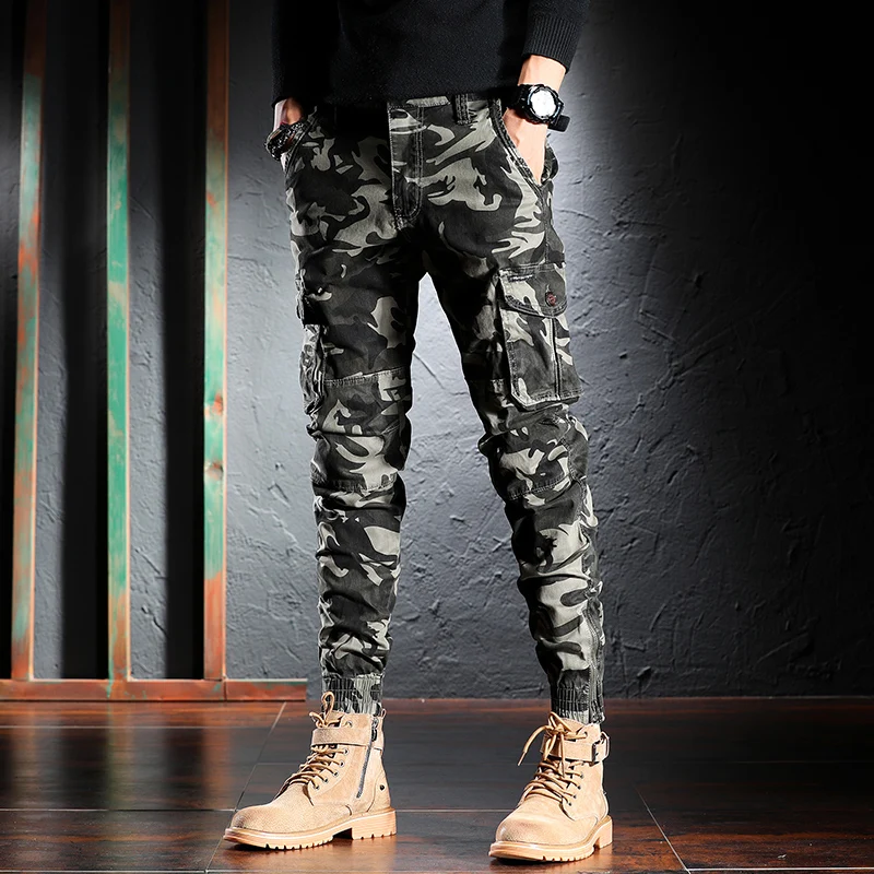 Pantalones vaqueros militares de camuflaje para informal con múltiples bolsillos Pantalón Cargo, con inferior, estilo Hip Hop| | - AliExpress