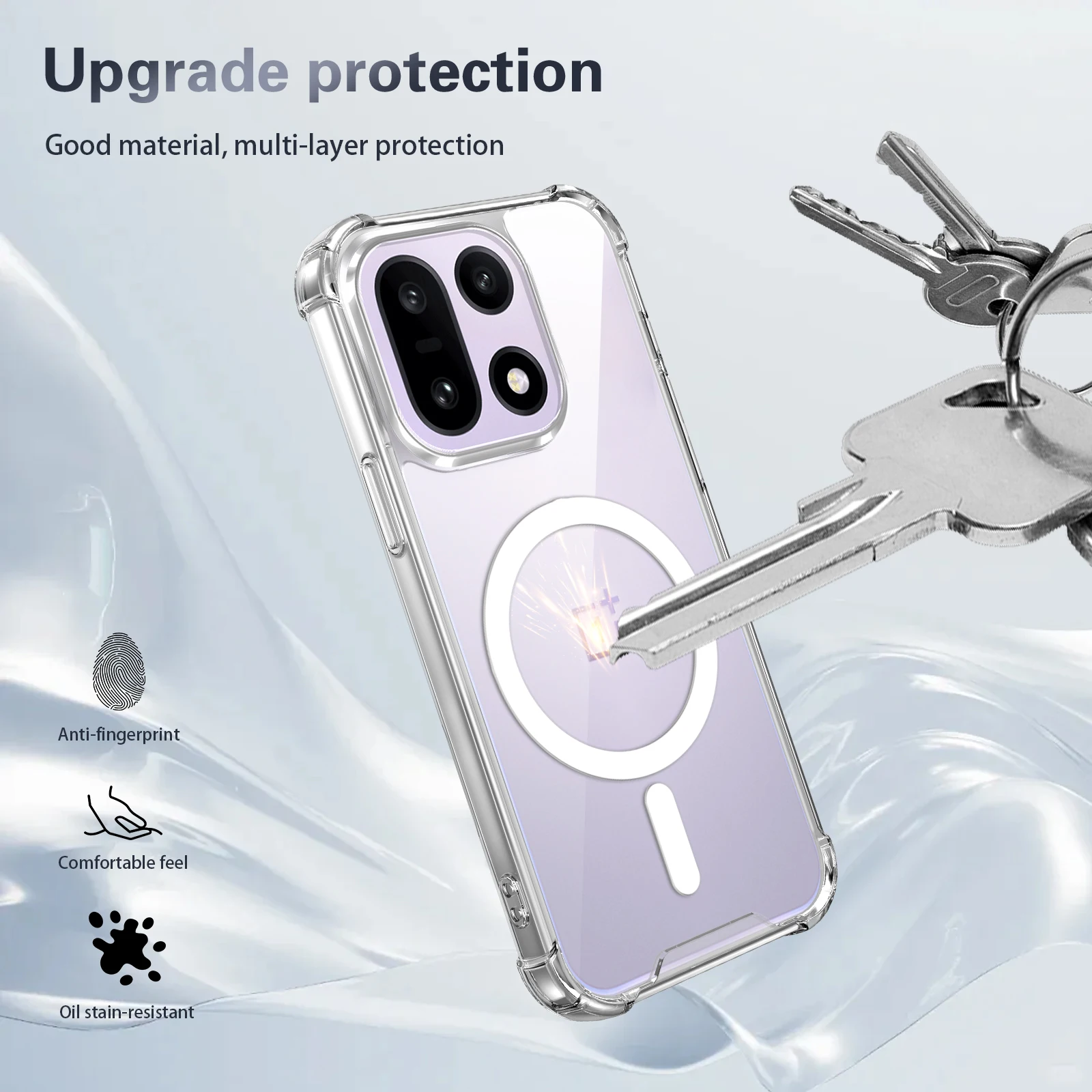 Magnetic Clear Phone Case with Ultra Airbag Shockproof Protection