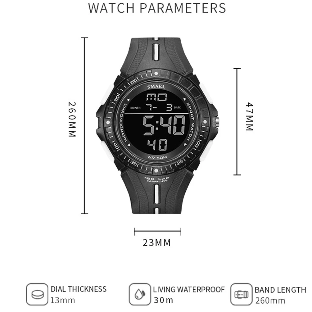 2024 Fashion Sport Watch Multi-functional Waterproof Cool Digital Display Trend Student Electronic Watches Relojes Para Hombre