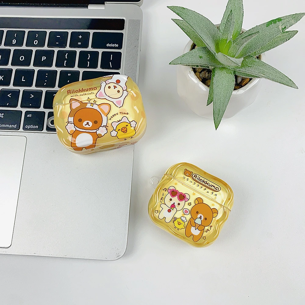 Cute Rilakkuma Bear Earphone Case - Cartoon Wireless Earbud Protective Cover