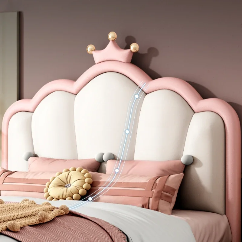 Pretty Modern Luxury Childrens Bed Girls Elegant Princess Villa Loft Leather Bed Kids Headboards Camas De Dormitorio Furniture 4