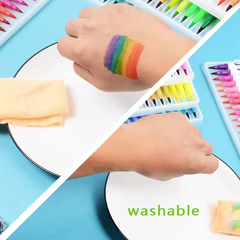 Set 70 Pezzi Per Disegno - 24 Penne Calligrafiche Doppia Punta, 36 Matite Colorate, Accessori - Foto 4