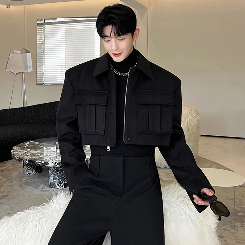 LUZHEN New Stylish Men's High Street Short Jacket Original Big Pocket Solid Color Elegant 2025 Spring Casual Trendy Coat Fbf31d 2