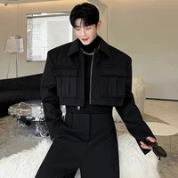 LUZHEN New Stylish Men's High Street Short Jacket Original Big Pocket Solid Color Elegant 2025 Spring Casual Trendy Coat Fbf31d 2