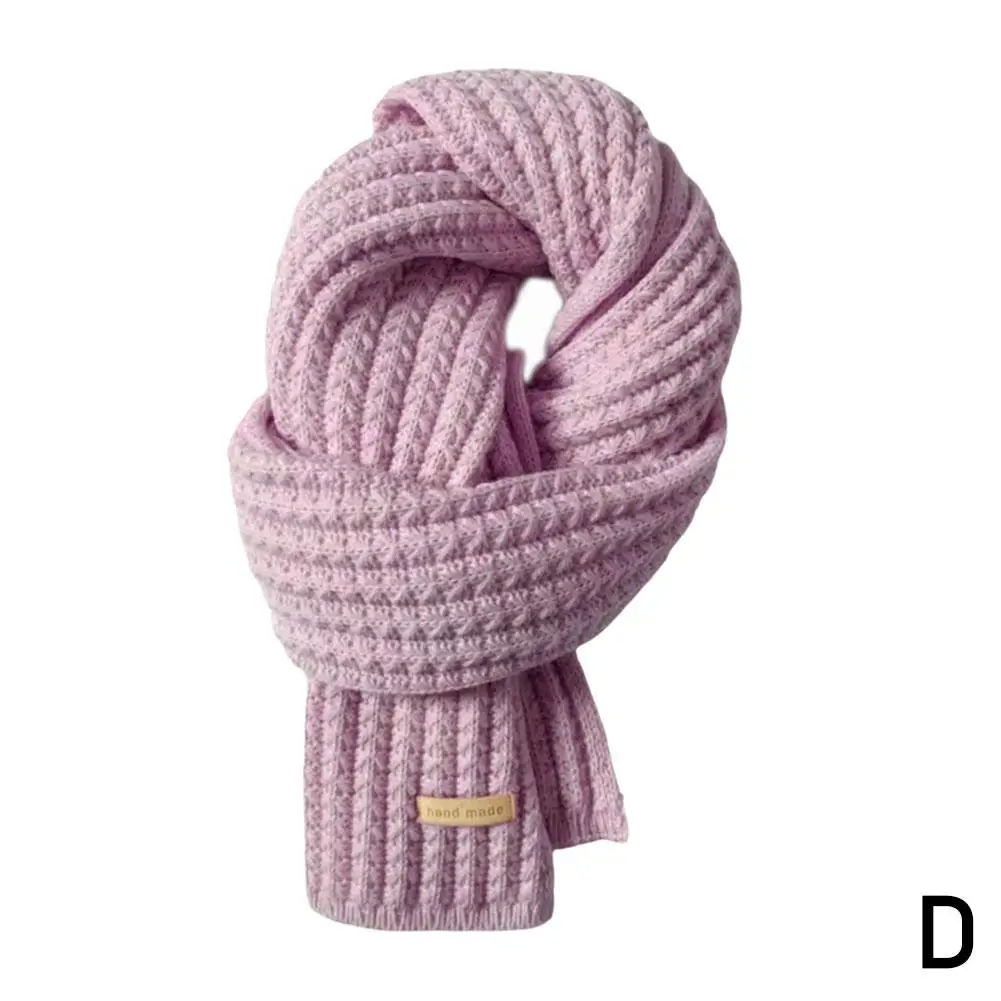 1pc Solid Color Wool Scarf Female Korean Version Cute Neck Knit Autumn Winter Warm Girl Thick E4p7