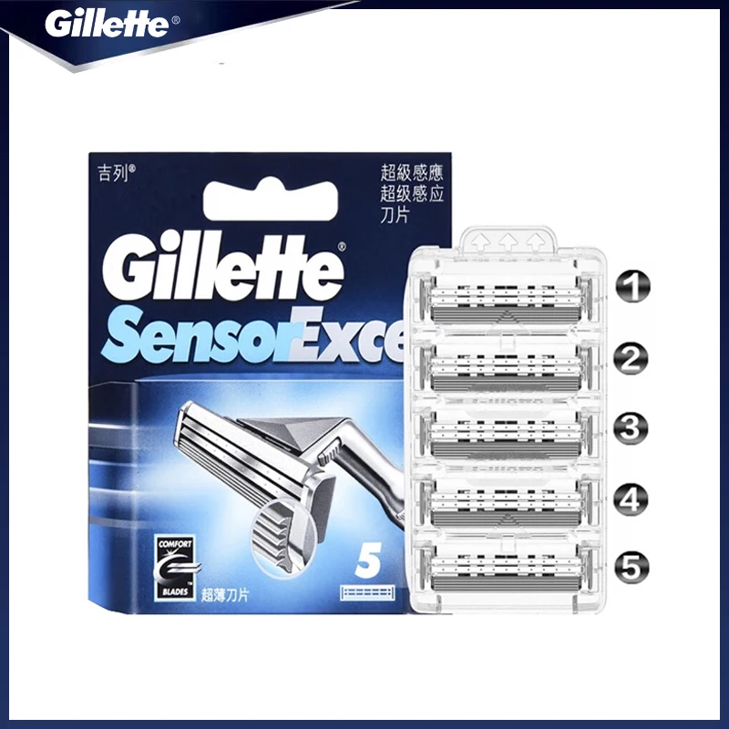 Gillette Sensor Excel Blades Lame Da Barba Da Uomo A 2 Strati Sostituisci Le Teste Lame Per La Depilazione Da Barba Per Rasoio Vettoriale 3