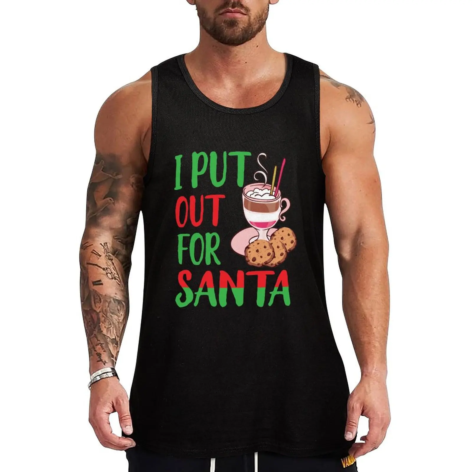 Funny I Put Out For Santa Christmas Cookie Holiday Tank Top gym clothes for man Clothing Men's vest gym accessories men