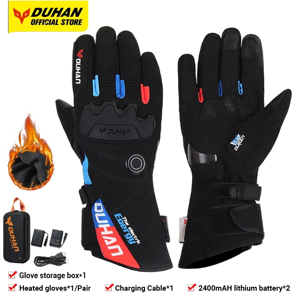 KEMIMOTO Gants Chauffants De Moto Pour Homme Avec Batterie, Coupe-vent