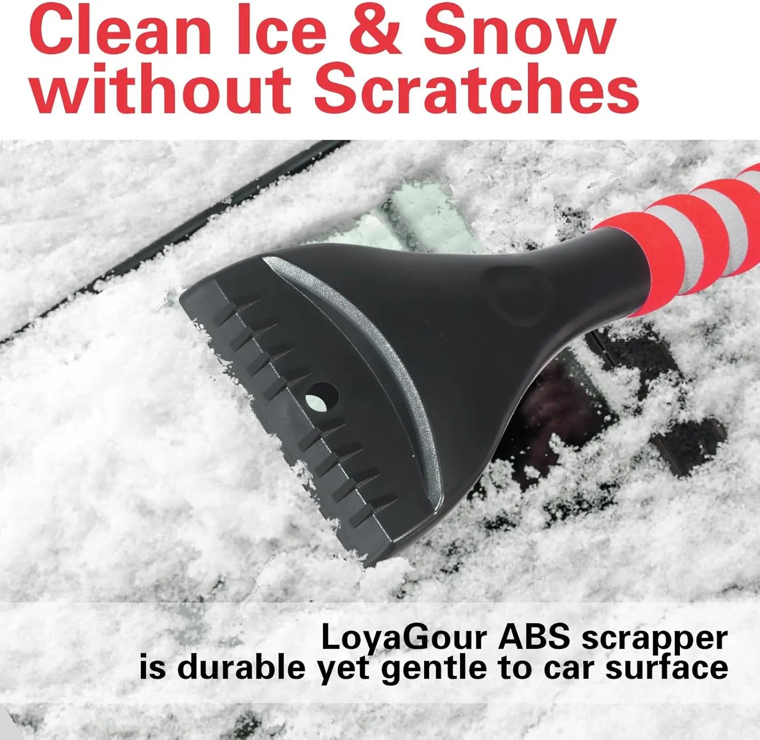 27" Snow Brush with Wider Ice Scraper Snow Removal Tool Car Brush with Ergonomic Comfortable Foam Grip for Cars