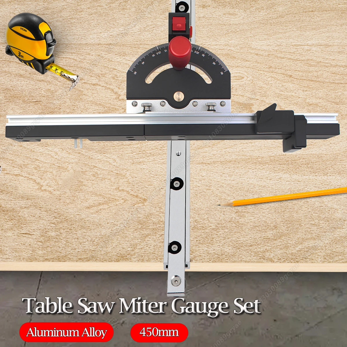 

1Set Miter Gauge + Tenoning Ruler Aluminum Handle Benches Table Saw Router Sawing Assembly Ruler DIY Carpenter Woodworking Tools