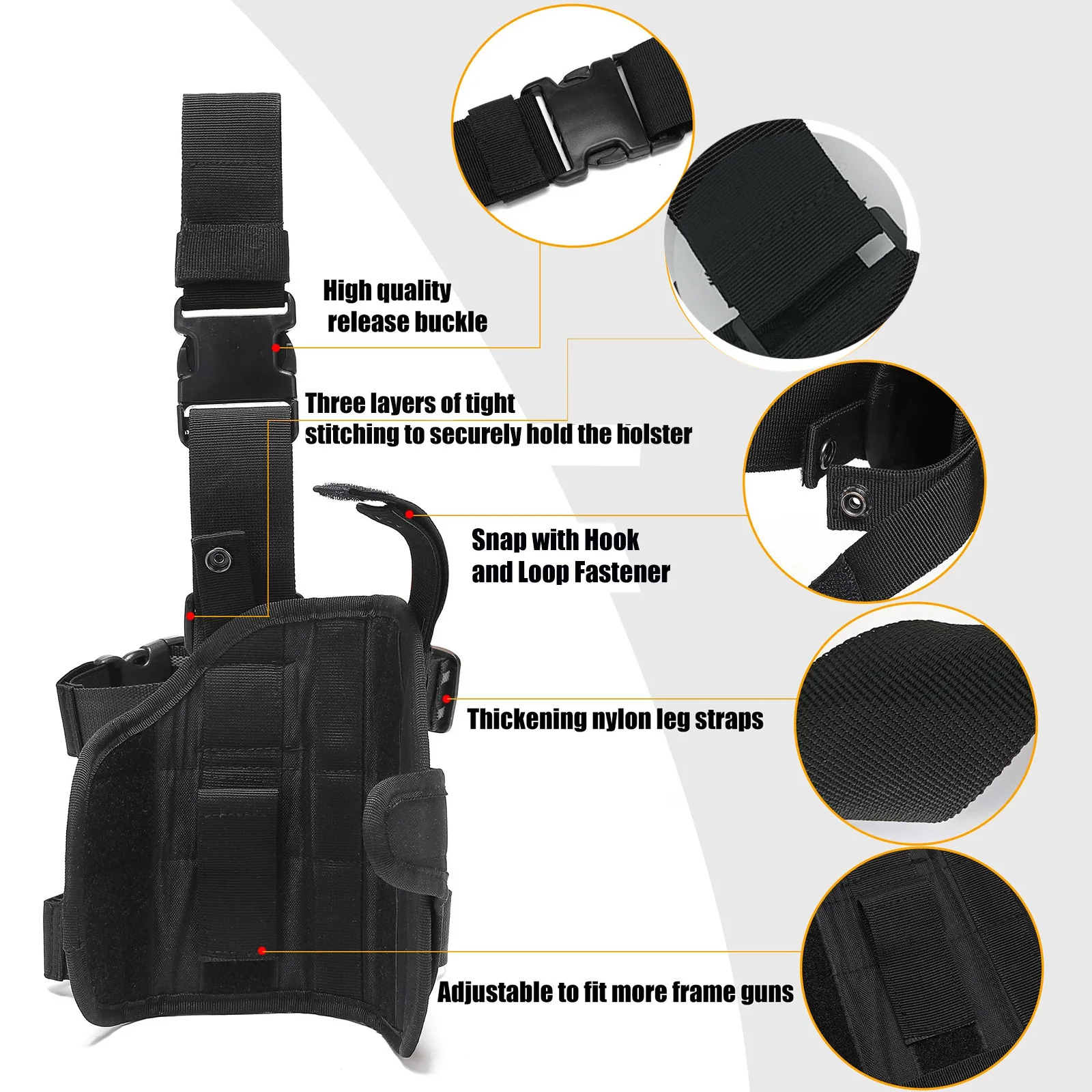 Description Picture 2 of itemDrop Leg Holster, Thigh Gun Holsters for Men Women, Airsoft Pistol Holster for Right Handed with Magazine Pouch