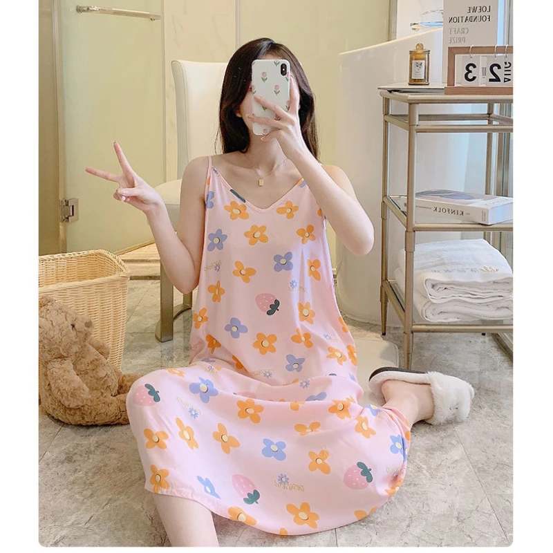 Maternity Pajamas Sleepwear Woman Sleeveless Nightdress Breastfeeding Nightgown Nursing Nightwear Pregnant Pyjama 2024 Homewear