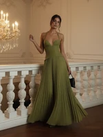 Robe Maxi en arête de poisson verte pour femmes, dos nu, épaules dénudées, plissée, Patchwork, Slim, robe de fête de noël, nouvelle collection 3