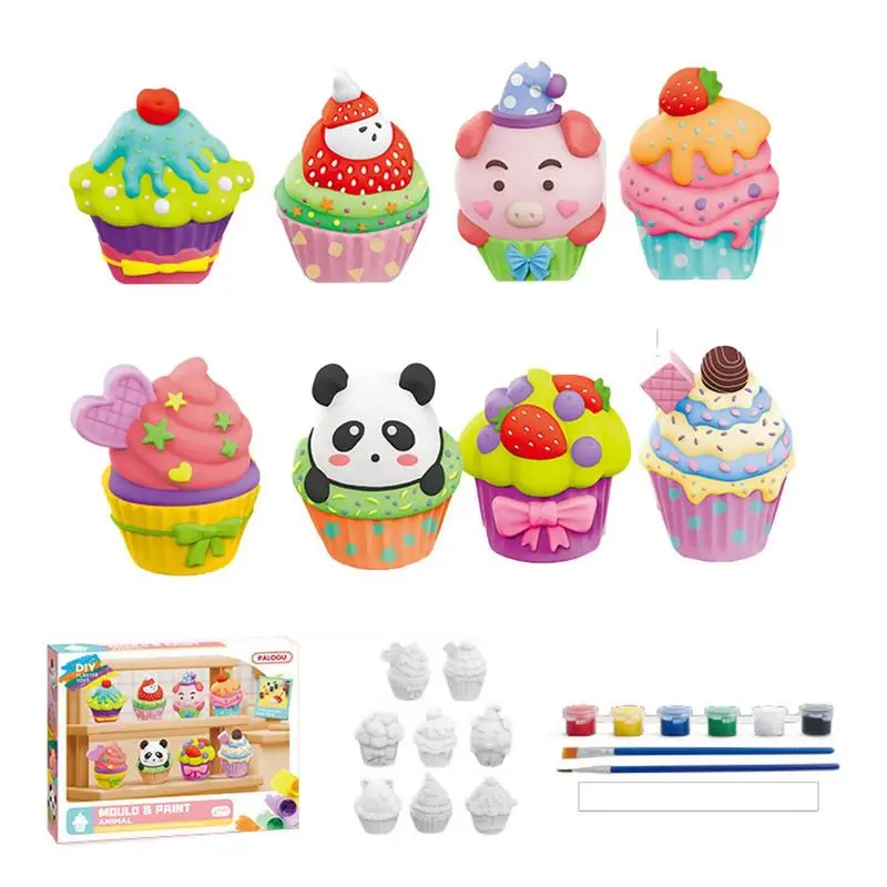 

DIY Painting Figurines 8Pcs Cute DIY Art Craft Toy Set Plaster Toys For Kids Party Supplies For Children's Day Holiday Birthday