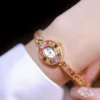Luxury Women Watches High Quality Colorful Diamonds Dial Bracelet Ladies Watch Fashion Small Gold Quartz Wristwatches Gifts 2