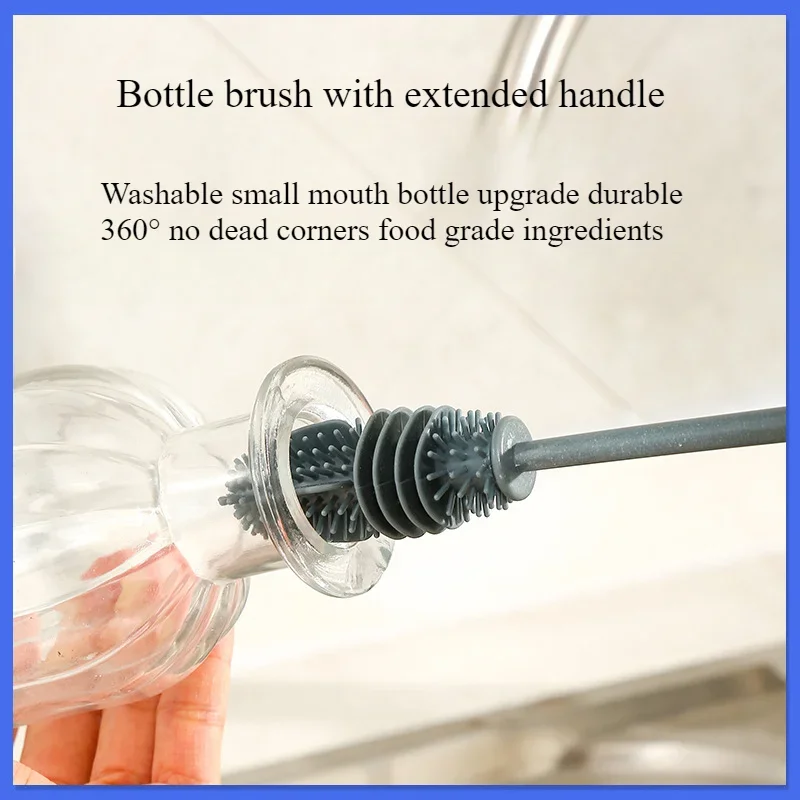 Silicone cup brush milk bottle cleaning brush long handle water bottles cleaner glass cup cleaning kitchen tools cleaning brush bottle cleaning brush bottle brush cleaning brush set