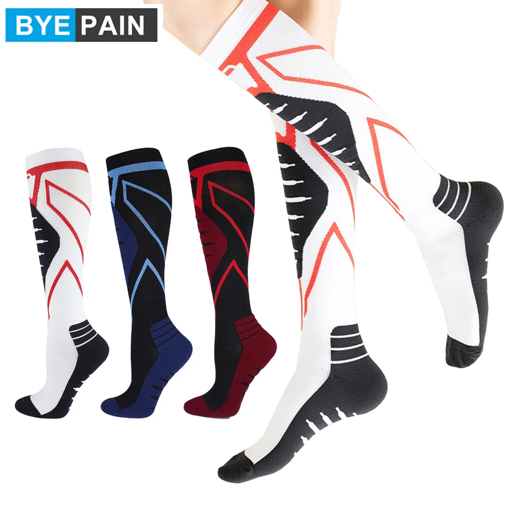 

BYEPAIN 1Pair Compression Socks for Women & Men Circulation - Graduated Supports Socks for Running, Athletic Sports