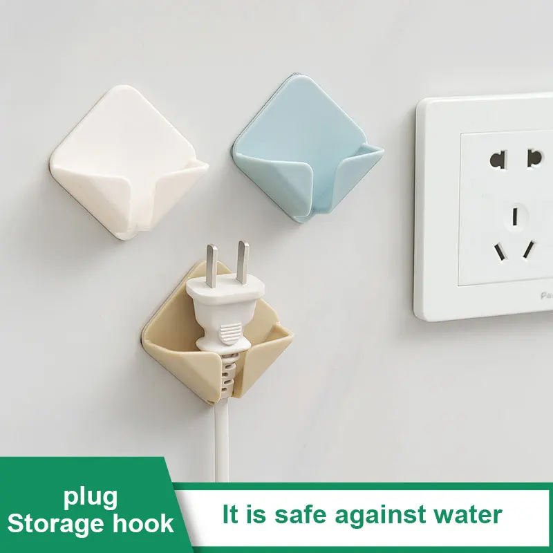 

Power Plug Socket Hanger Holder Nail-free Cord Multi-Purpose Rack Wall Hooks Kitchen Plug Hook Adhesive Hooks Home Storage