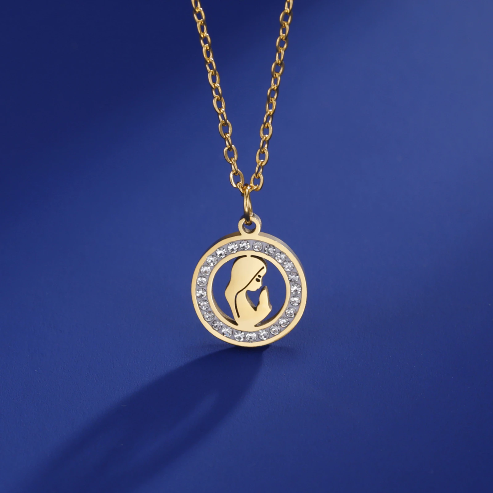 Pendentif Chapelet Bracelet Vierge Marie TEAMER - Acier Inox - Médaille Miraculeuse - Foi & Protection - Cadeau Chapelet Catholique Vierge Marie