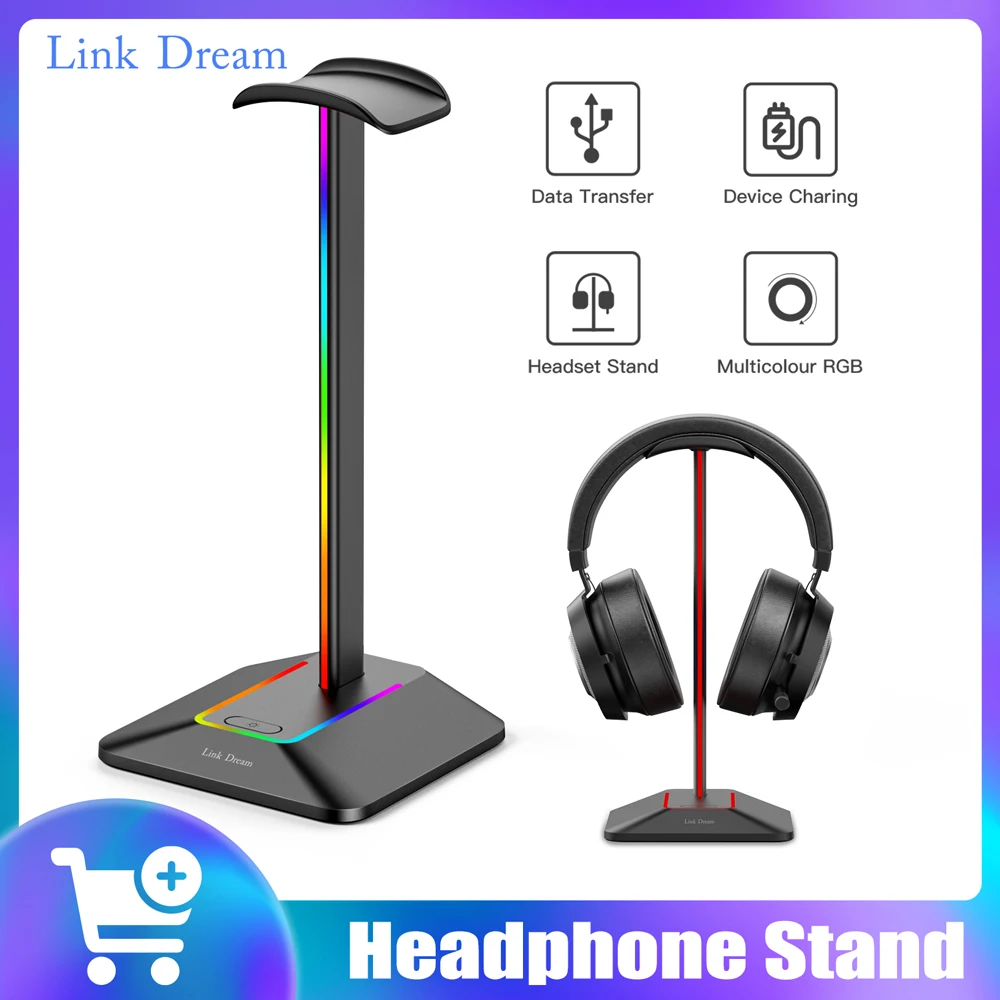 Link Dream Rgb Lights Headphone Stand With Typec Usb Ports Headphone
