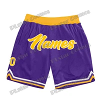 Custom Name and Number Purple Gold-White Basketball Shorts 3D Printed Men Youth Summer breathable mesh Sports Shorts LQD04 1