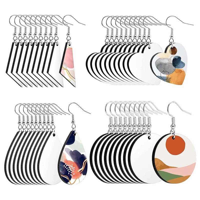 Y4QE 40Pcs Sublimation Blank Earrings Heat Transfer Earrings Unfinished Earring for Jewelry DIY Making Crafts Supplies