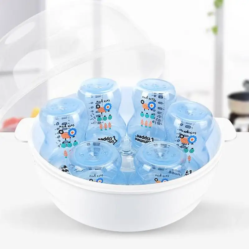 Microwave Steam Steriliser for Baby Bottles High Temperature Microwave Steam Nipple Sterilizer Baby Bottle Holder Storage