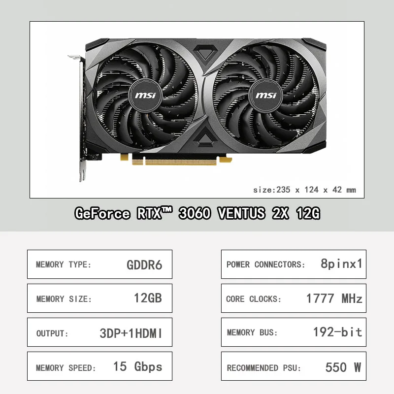  MSI New GeForce RTX 3060 GAMING 12G X Z TRIO VENTUS 192 256bit GDDR6 Video Cards GPU Graphic Card  RTX3060 TI  LHR 