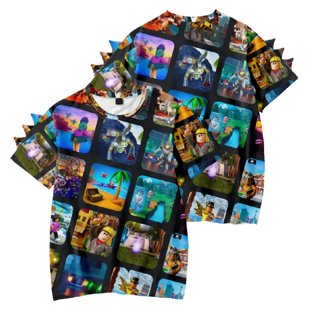 3D New Summer Game ROBLOX Printed Children's Clothing Cute Dinosaur Comfortable Casual Sports Short-sleeved T-shirt 2