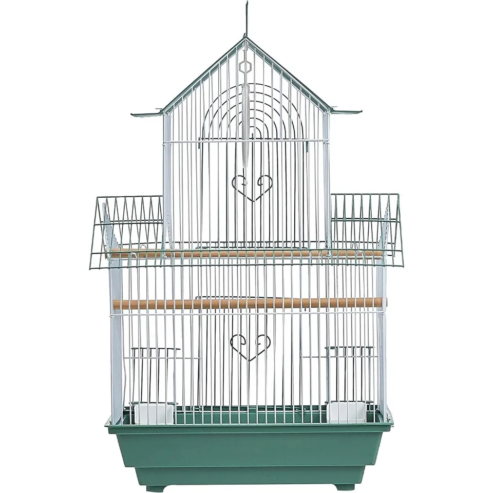 Large Parakeet Bird Cage Green and White