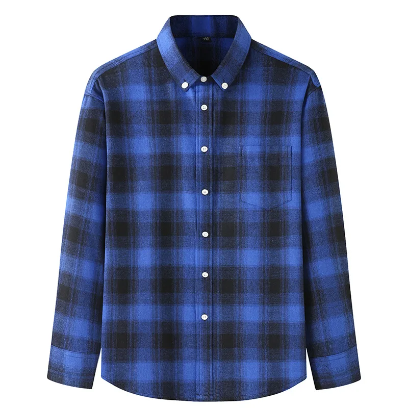 New Arrival Fashion Suepr Large Spring And Autumn Winter Plaid Frosted Men Casual Long Sleeve Shirt Men Plus Size 2XL-9XL 10XL mens short sleeve button up shirts Shirts