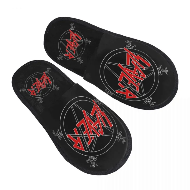 

Custom Heavy Metal Rock Slayers Logo Soft Memory Foam House Slippers Women Thrash Cozy Warm Anti-Skid Slipper