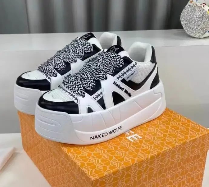 

Buy Shoes European American brand 's 2023 thick sole casual Snatch Black White Low Top Sneakers new designer