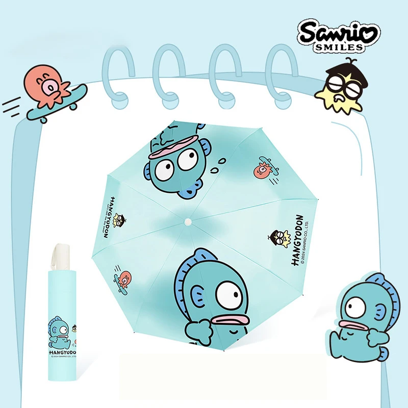 

Sanrioed Kawaii Fully Automatic Umbrella Kittys Kuromi Cinnamoroll Cartoon Sunny Rainy Dual-Use 3 Fold Sun Umbrella Anti-Uv Gift