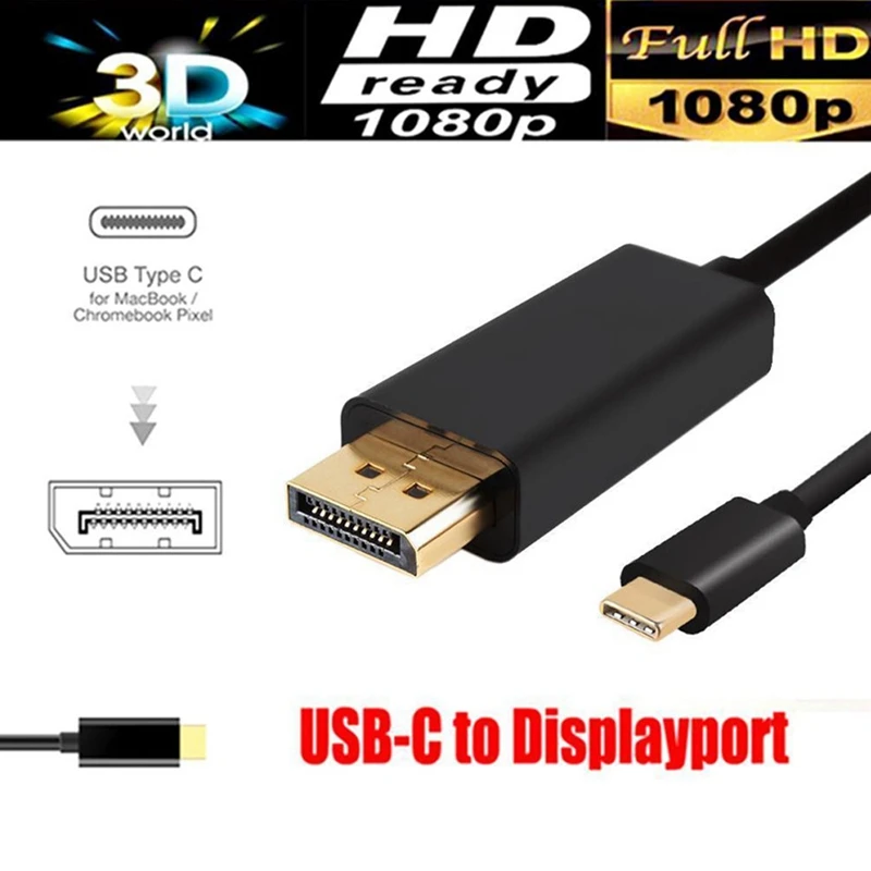 Cavo Da Usb C A Display Da 1.8M (4K @ 60Hz) Adattatore Usb 3.1 Da Tipo C A Dp 4K Hdtv Per Galaxy S9 Huawei