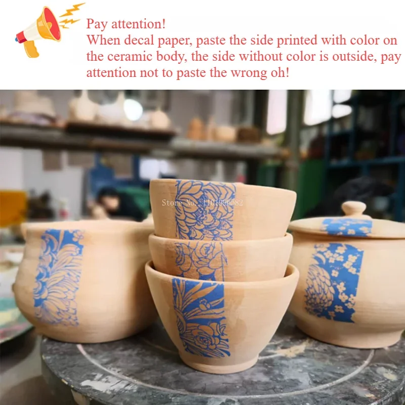 Ceramic Underglaze Blue and White Pattern Transfer Stickers