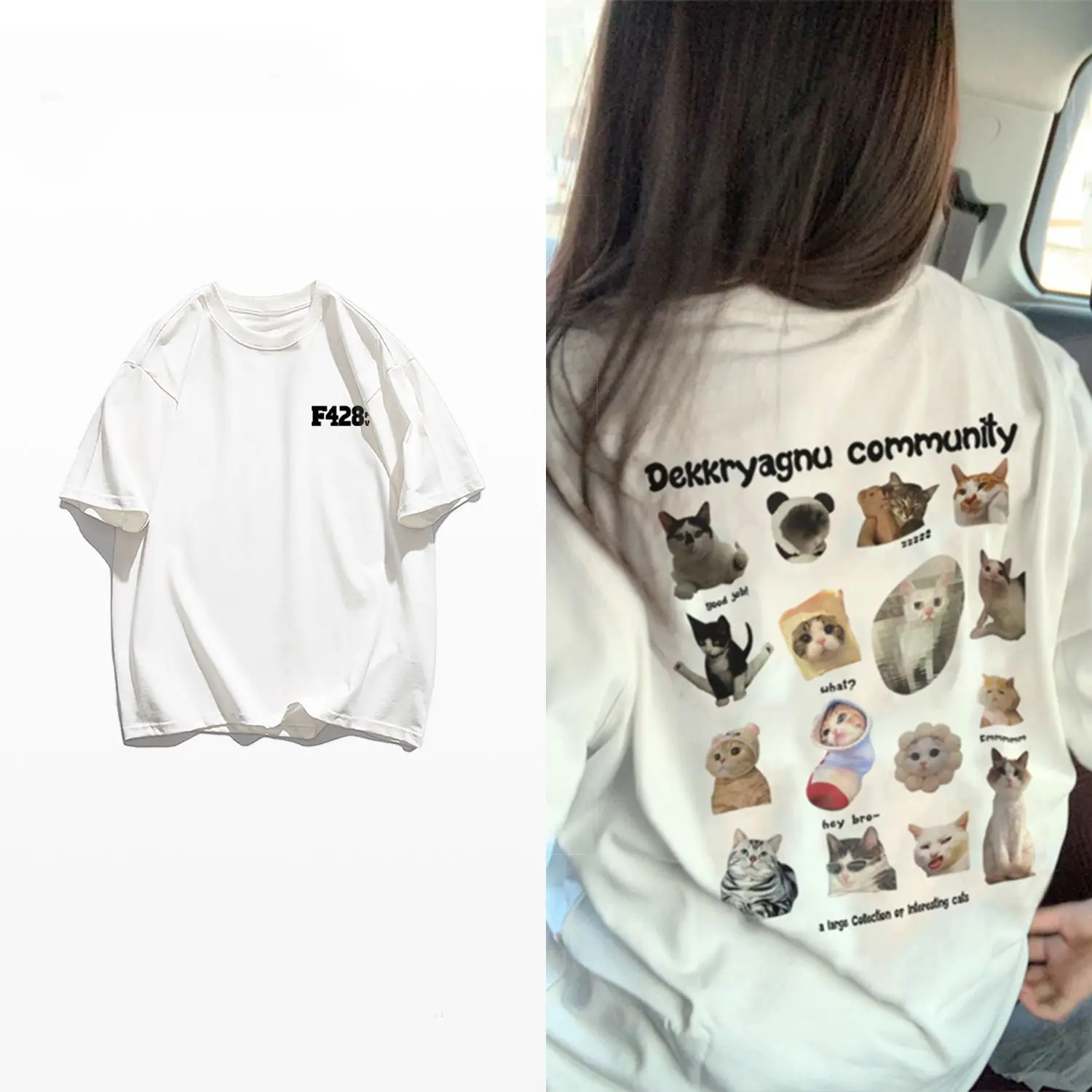 

Y2k Unif Women Colorful Cat Printing Harajuku Style Women's Fashion Short-Sleeved T-shirt Korean Graphic Tees Women Steetwear