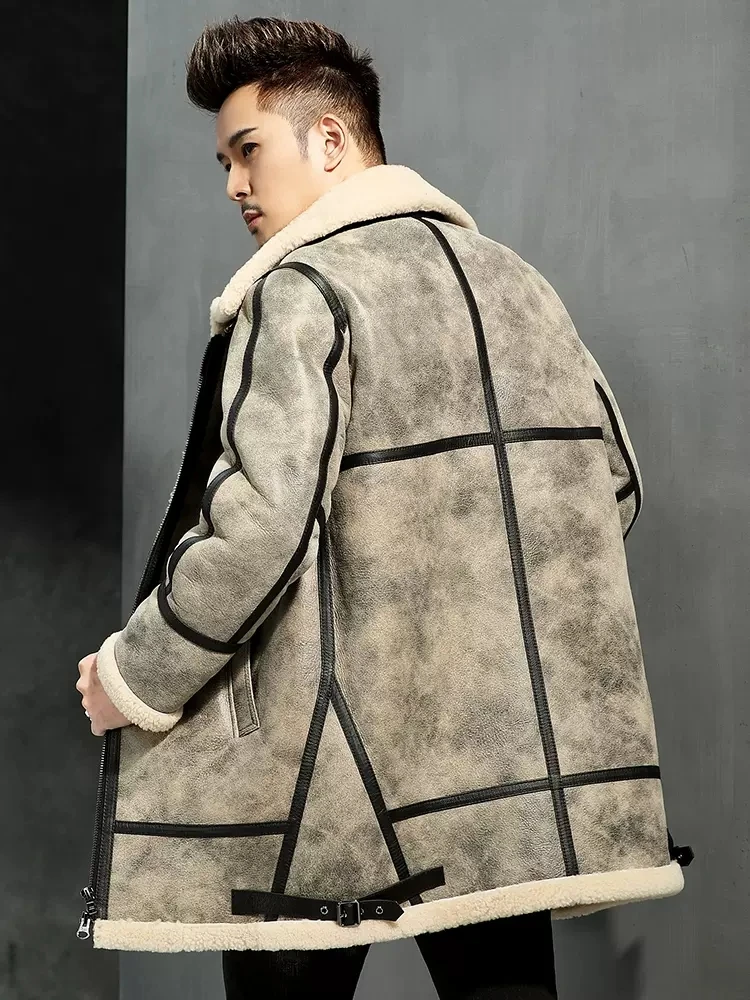 Men Original Sheep Fur Overcoat Hip Hop Long Winter New Male Warm Real Fur  Jacket Colors Mixed Straight Natural Wool Trench Coat - Genuine Leather -  AliExpress